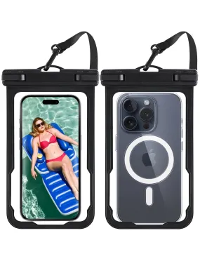 2 Pack Waterproof Phone Pouch Universal Cell Phone Dry Bag Large Phone Protector Pouch for iPhone 15 14 13 Pro Max Galaxy Up to 7" [Case Friendly] Dry Bag for Outdoor Sports Beach Pool Swimming