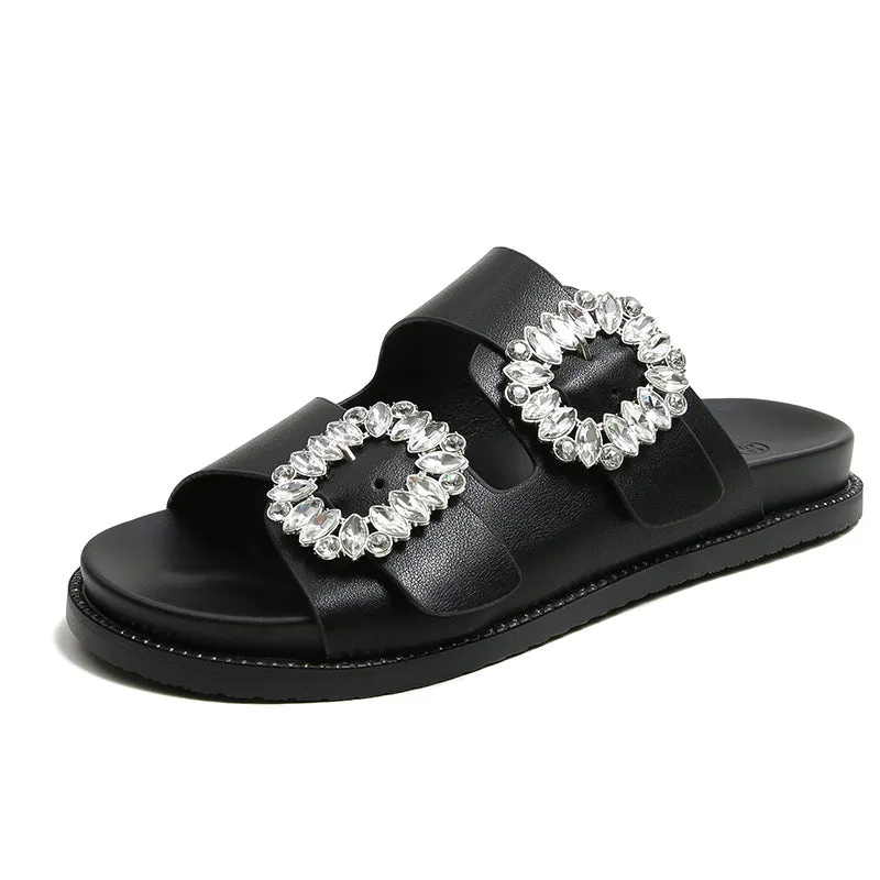 Buckle Rhinestone Beach Sandals