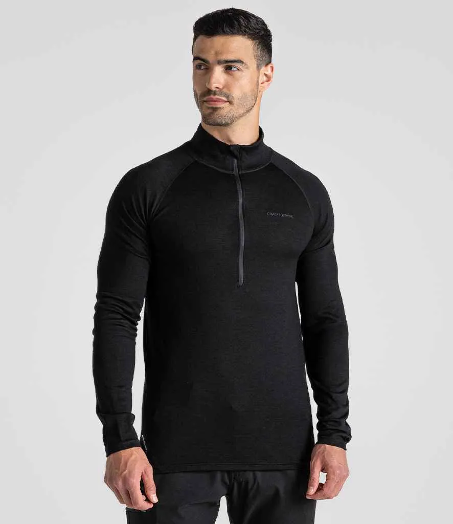 Craghoppers Expert Merino Half Zip Long Sleeve Base Top | Black