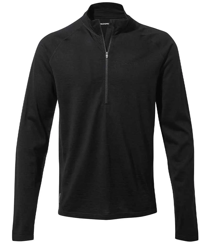 Craghoppers Expert Merino Half Zip Long Sleeve Base Top | Black