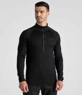 Craghoppers Expert Merino Half Zip Long Sleeve Base Top | Black