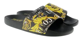 Defective Versace Jeans Couture Black Gold Baroque Signature Print  Pool Slide-10