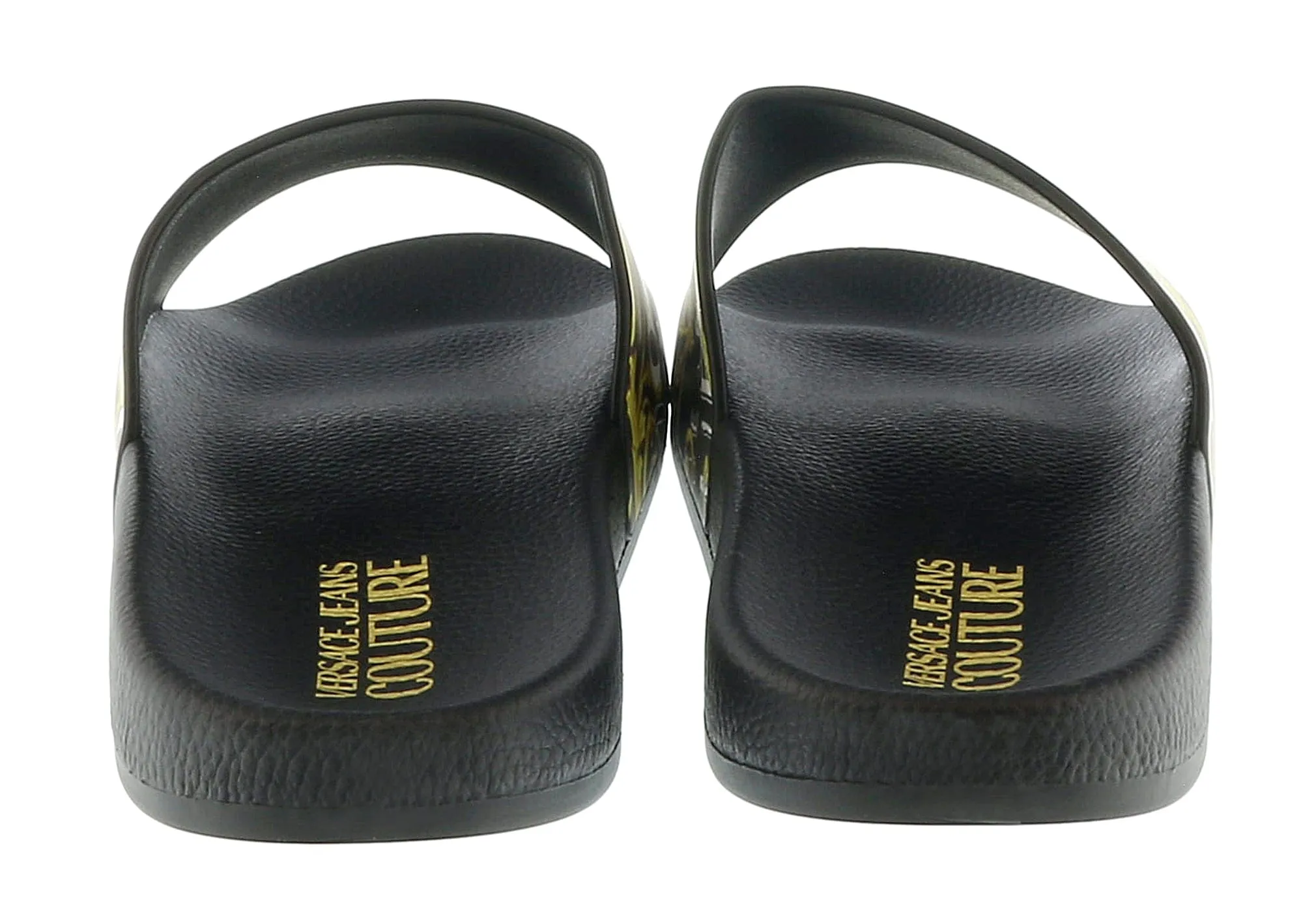Defective Versace Jeans Couture Black Gold Baroque Signature Print  Pool Slide-10