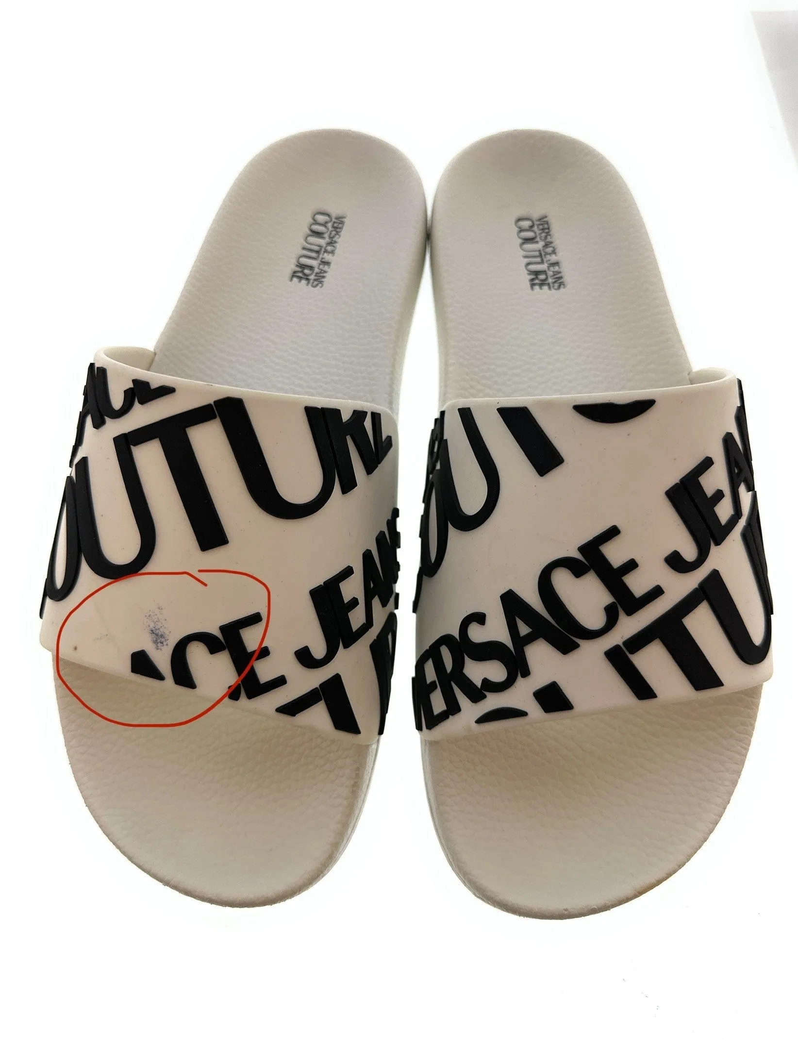 Defective Versace Jeans Couture White Signature Pool Slide- 6