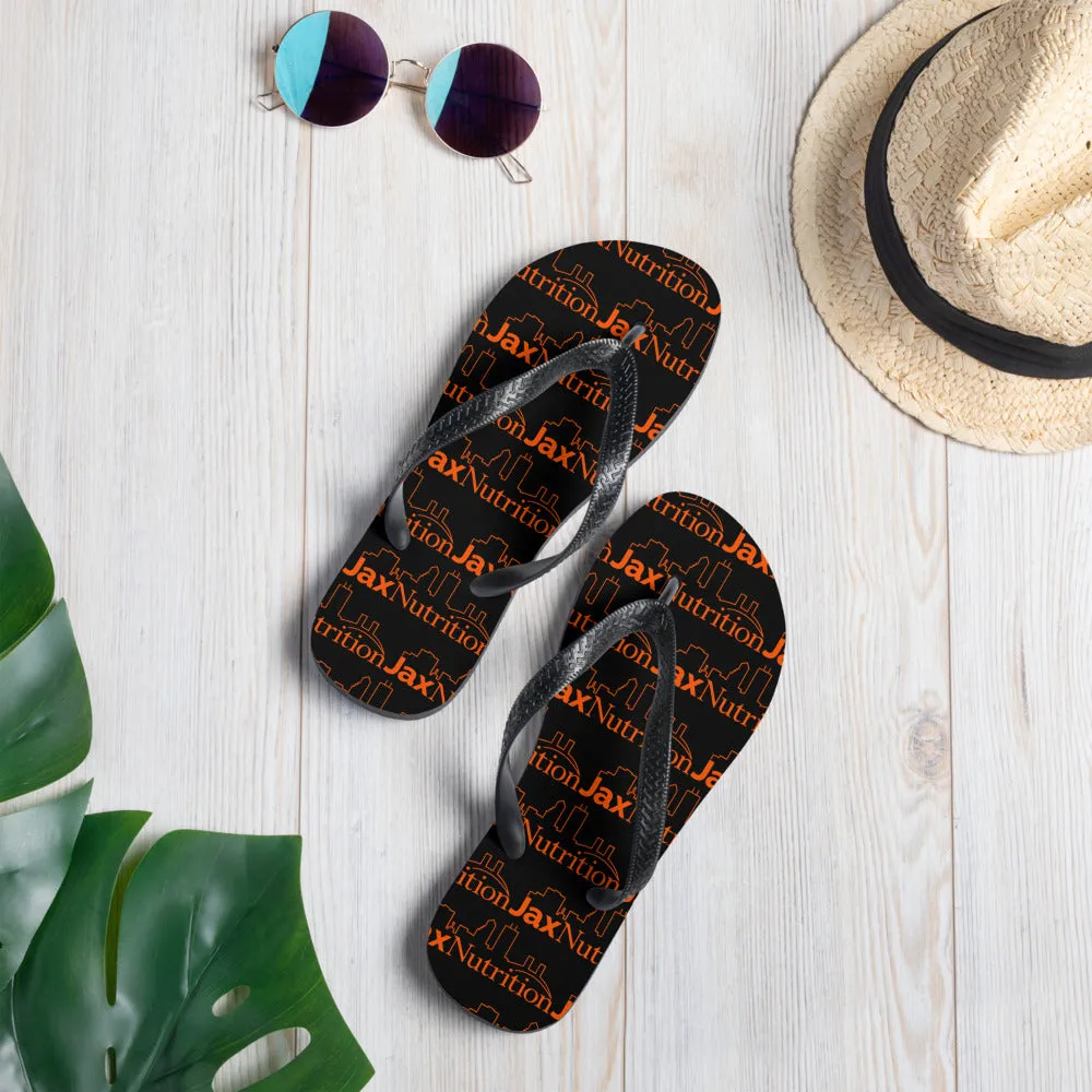 Jax Nutrition Orange Logo Everywhere Black Flip-Flops