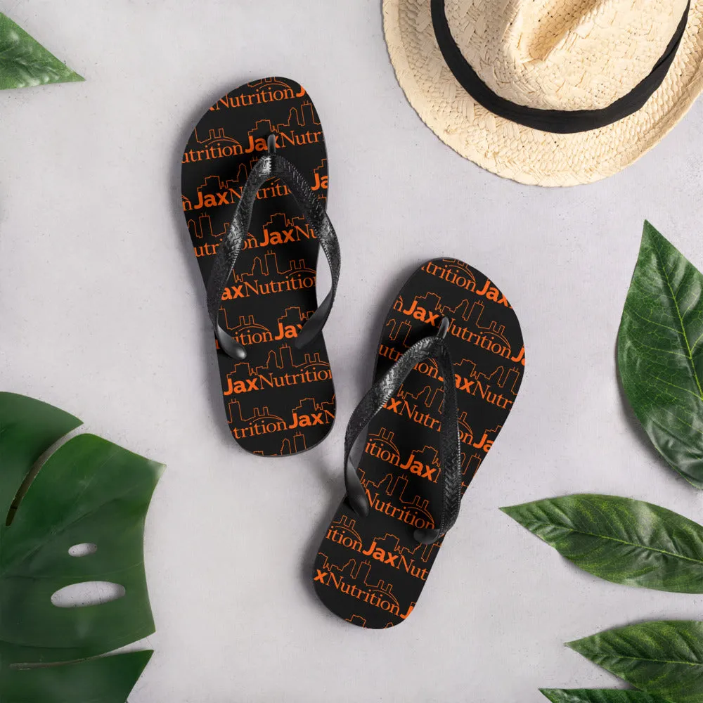 Jax Nutrition Orange Logo Everywhere Black Flip-Flops