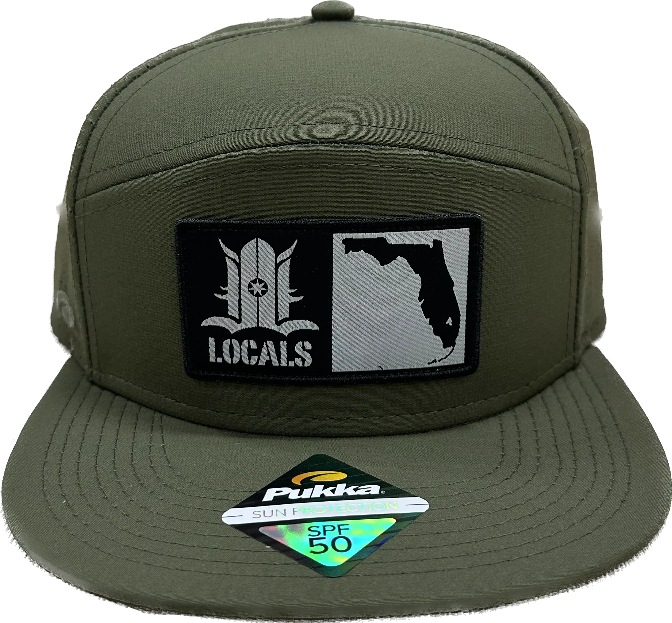 LOCALS FLORIDA BOARDERS 7 PANEL FLAT BRIM TRITECH PERFORATED TRUCKER
