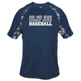 MOISTURE WICKING NAVY T-SHIRT with DIGITAL CAMO TRIM
