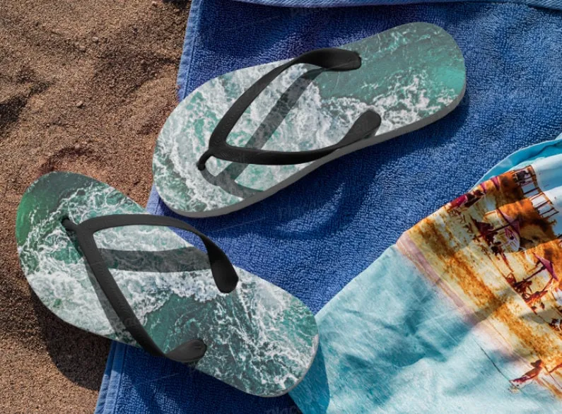 Oceanic Waves Flip Flops Adult,Kids,Gifts for Graduation/Halloween/Christmas/Birthday/Housewarming/Beach Party/Summer Dress/Picnic/BBQ Party