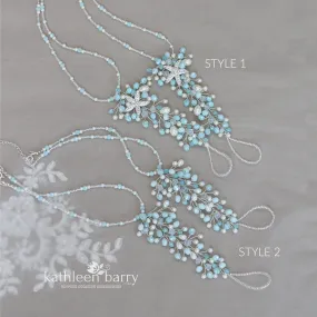 Rhoda barefoot sandals Beach wedding silver turquoise - Rhinestone Starfish option