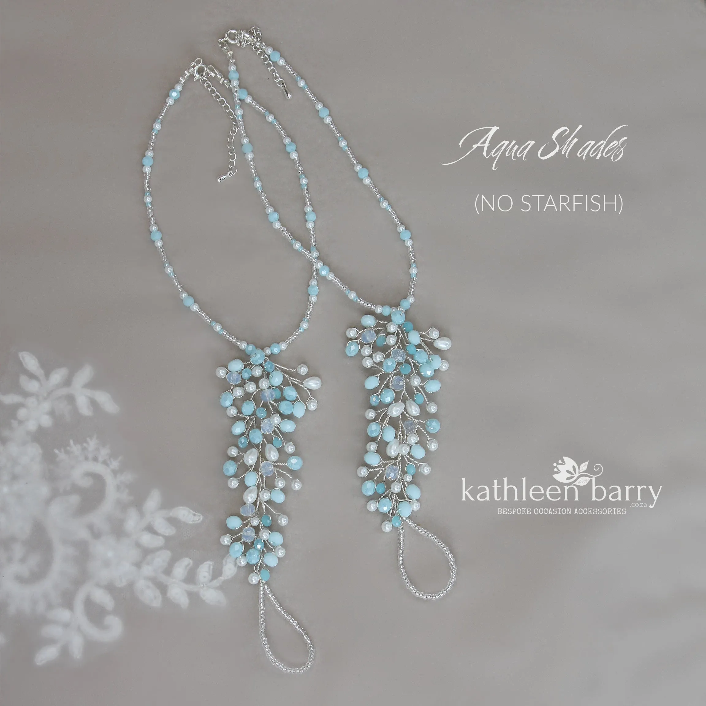 Rhoda barefoot sandals Beach wedding silver turquoise - Rhinestone Starfish option