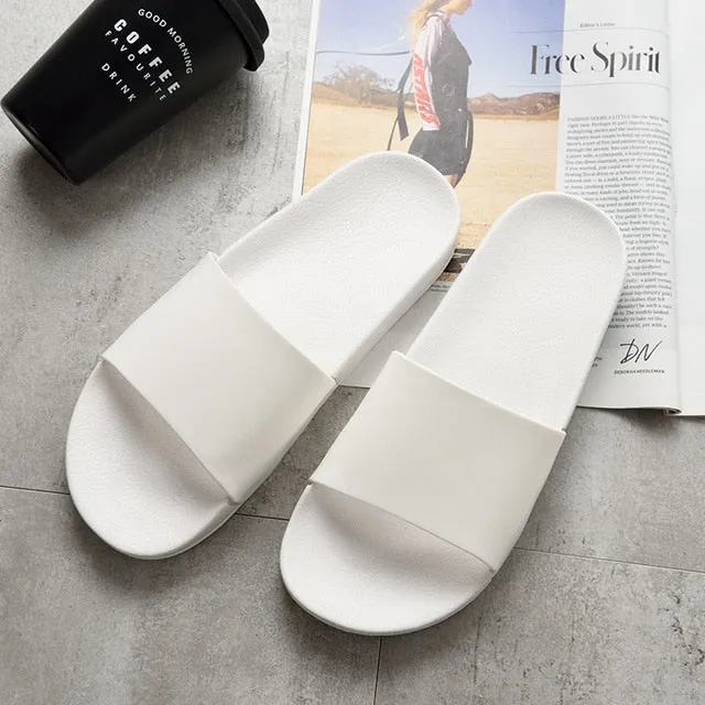 Summer Home Men Slippers Simple Black White Shoes Non-slip Bathroom Slides Flip Flops Couples Indoor Women Platform Slippers