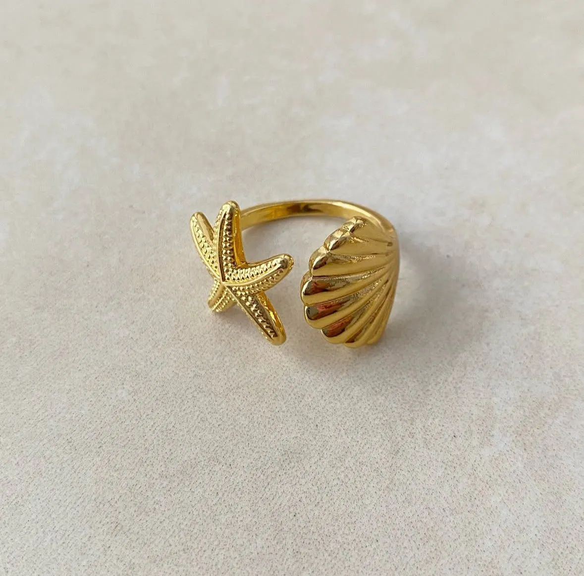 Summer Starfish Shell Ring