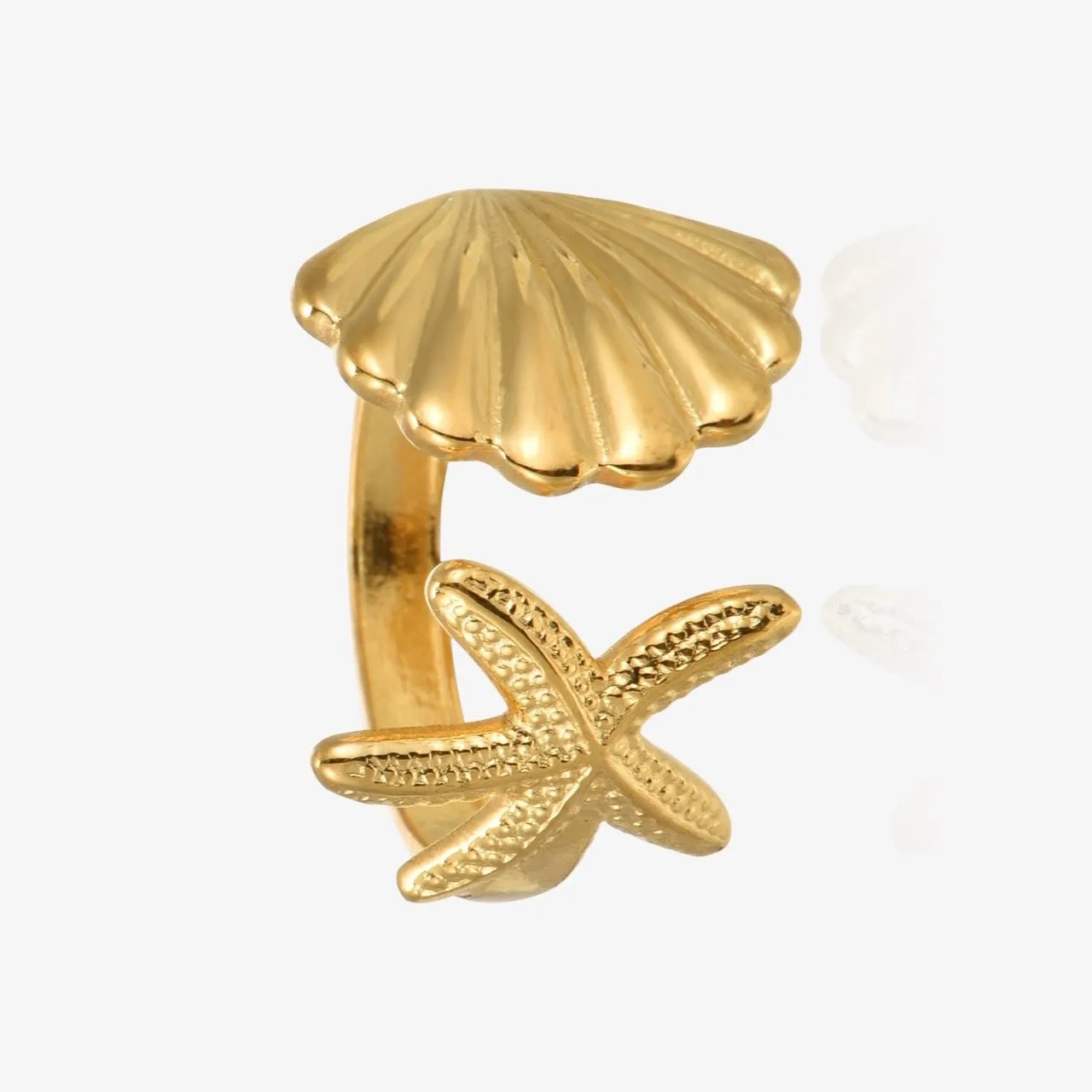 Summer Starfish Shell Ring