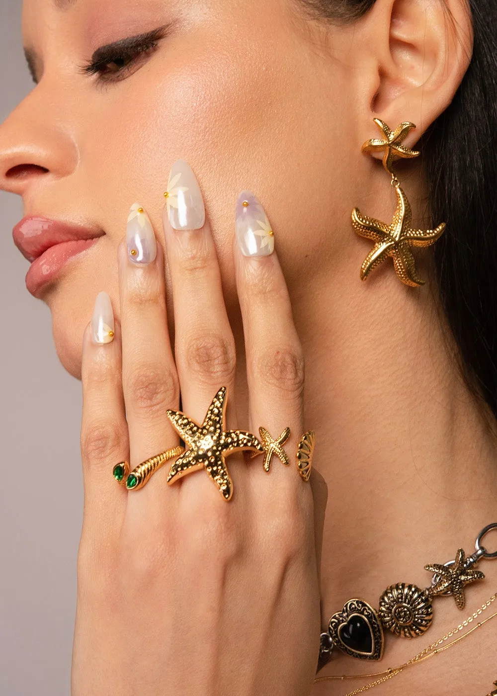 Summer Starfish Shell Ring