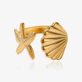 Summer Starfish Shell Ring