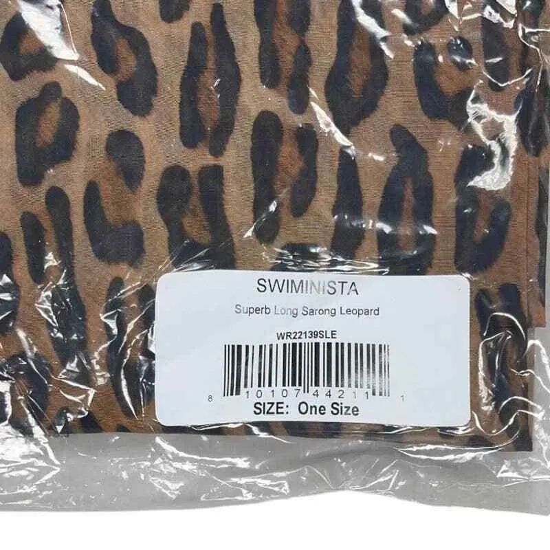 Swiminista Superb Long Sarong Wrap Swim Beach Leopard Print New